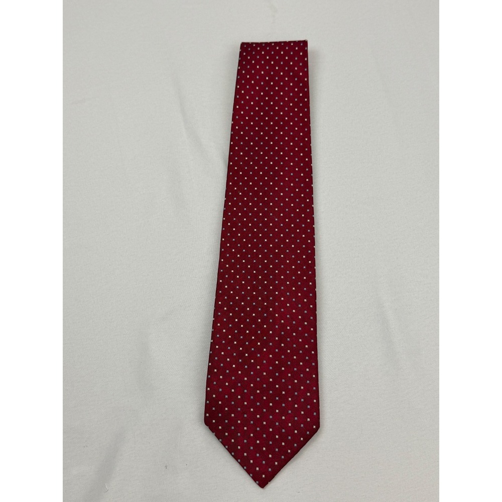 Brooks‎ Brothers Tie Mens 60 x 3.75 Burgundy Geometric Silk Woven in England USA